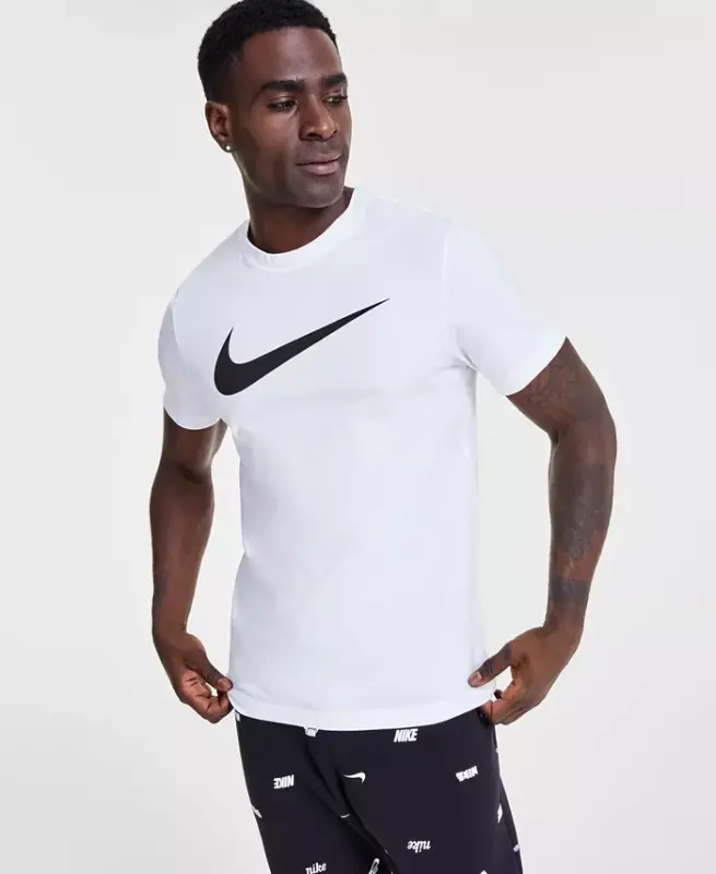 Sportswear Men's Swoosh Short-Sleeve Crewneck T-Shirt - White/Black - NIKE
