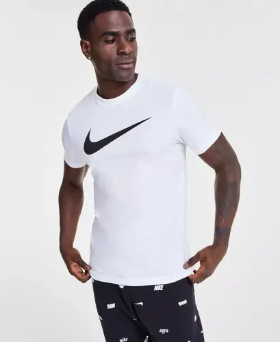 Sportswear Men's Swoosh Short-Sleeve Crewneck T-Shirt - White/Black - 1