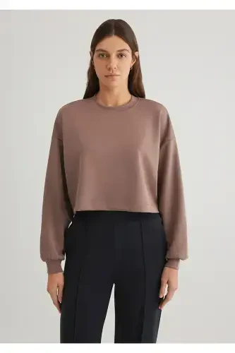 Sporty Lux Brown TENCEL TM Modal Sweatshirt 1S10061-70383-Brown - 4