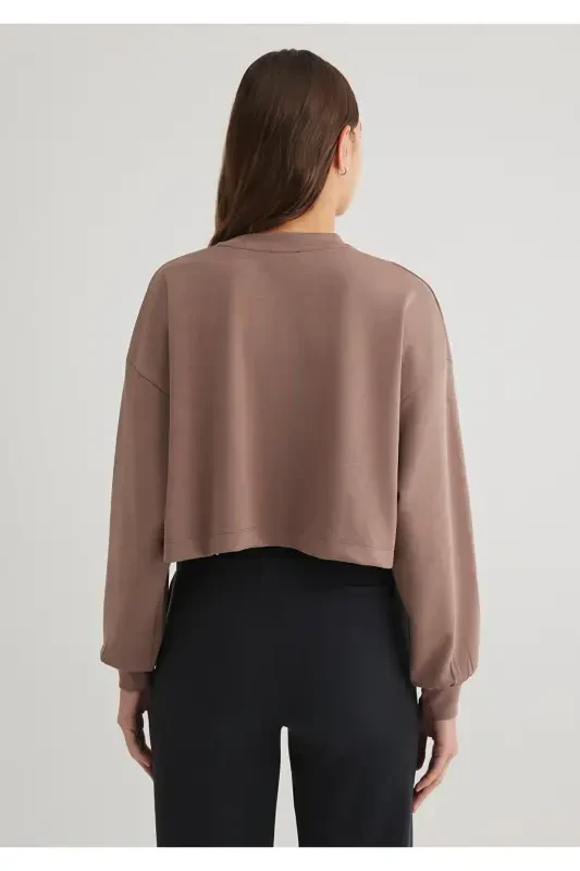 Sporty Lux Jigarrang TENCEL TM Modal Sviter 1S10061-70383-Jigarrang - 5