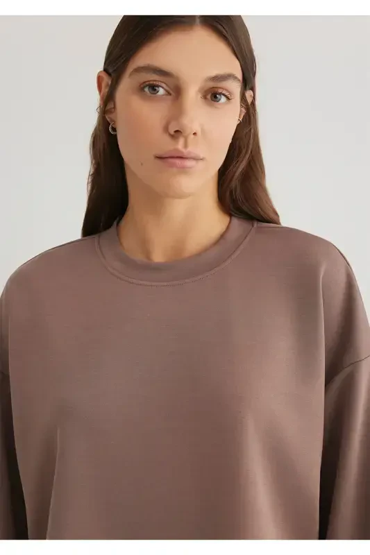 Sporty Lux Jigarrang TENCEL TM Modal Sviter 1S10061-70383-Jigarrang - 6