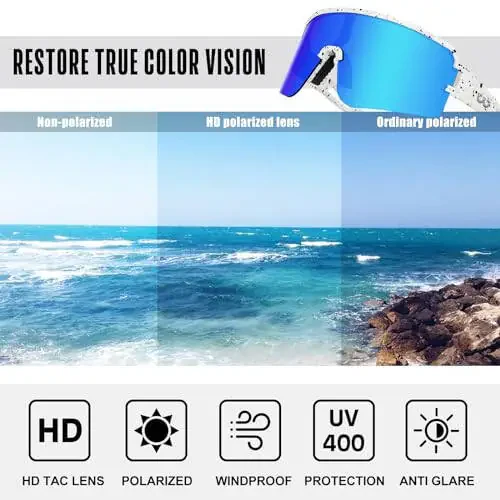 SPOSUNE Erkaklar va Ayollar uchun Polyarizatsiya qilingan Velosiped Ko'zoynaklari, UV400 Himoyasi Sport Ko'zoynaklari Beysbol Yugurish Baliq Ovlash Minish - 4