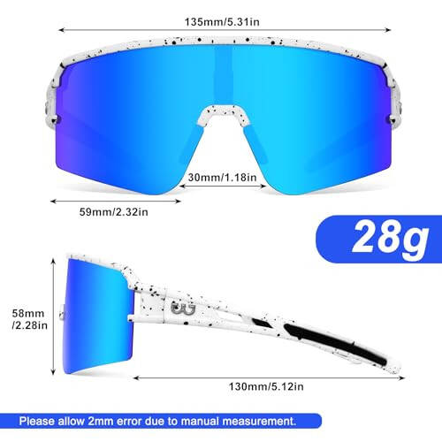 SPOSUNE Polarized Cycling Glasses for Men Women, UV400 Protection Sports Sunglasses for Baseball Running Fishing Riding - 3