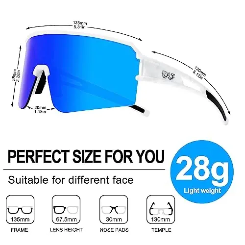 SPOSUNE Polarized Cycling Glasses for Men Women, UV400 Protection Sports Sunglasses for Baseball Running Fishing Riding - 3