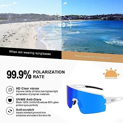 SPOSUNE Polarized Cycling Glasses for Men Women, UV400 Protection Sports Sunglasses for Baseball Running Fishing Riding - 5
