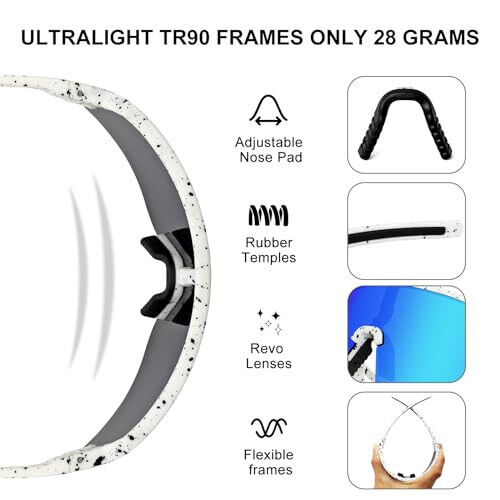 SPOSUNE Polarized Cycling Glasses for Men Women, UV400 Protection Sports Sunglasses for Baseball Running Fishing Riding - MODAZONE (1)