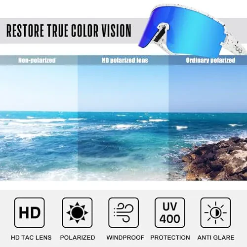 SPOSUNE Polarized Cycling Glasses for Men Women, UV400 Protection Sports Sunglasses for Baseball Running Fishing Riding - 4