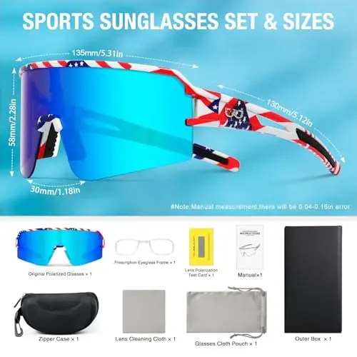 SPOSUNE Polarized Cycling Glasses for Men Women, UV400 Protection Sports Sunglasses for Baseball Running Fishing Riding - 5