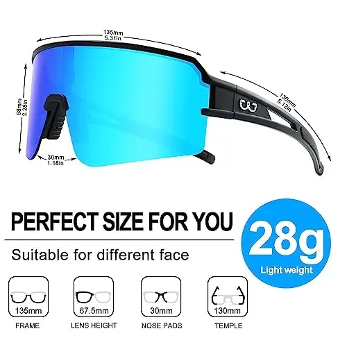 SPOSUNE Polarized Cycling Glasses for Men Women, UV400 Protection Sports Sunglasses for Baseball Running Fishing Riding - 4