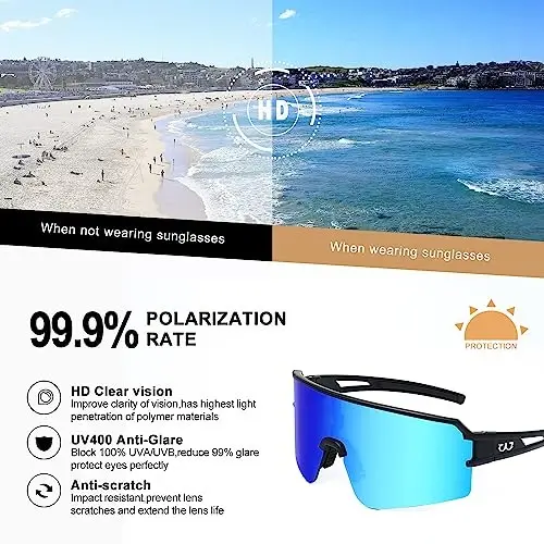 SPOSUNE Polarized Cycling Glasses for Men Women, UV400 Protection Sports Sunglasses for Baseball Running Fishing Riding - 5