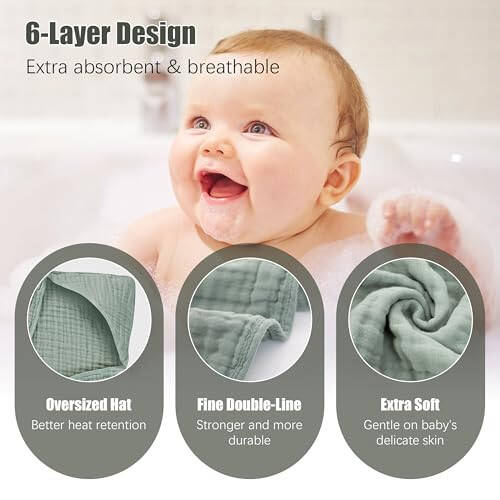 Spotted Play 2 Pack Hooded Baby Towels - 100% Muslin Cotton for Newborns, Infants, Toddlers - Large 32x32Inch Size - Highly Absorbent and Essential for Newborn Care, Green and Grey - 33