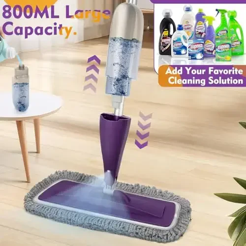 Spray Mop for Floor Cleaning with Washable Reusable Pads - Microfiber Wet Dry Mop with 800 ml Refillable Bottle,Dust Mops with Sprayer for Hardwood Laminate Vinyl Tile - 3