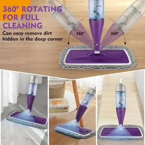 Spray Mop for Floor Cleaning with Washable Reusable Pads - Microfiber Wet Dry Mop with 800 ml Refillable Bottle,Dust Mops with Sprayer for Hardwood Laminate Vinyl Tile - 4