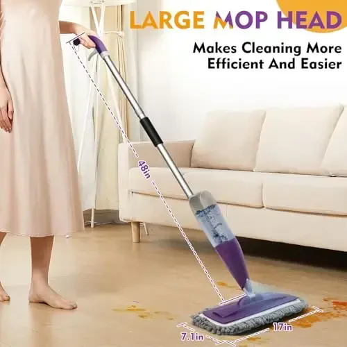 Spray Mop for Floor Cleaning with Washable Reusable Pads - Microfiber Wet Dry Mop with 800 ml Refillable Bottle,Dust Mops with Sprayer for Hardwood Laminate Vinyl Tile - 5