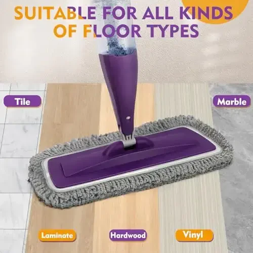 Spray Mop for Floor Cleaning with Washable Reusable Pads - Microfiber Wet Dry Mop with 800 ml Refillable Bottle,Dust Mops with Sprayer for Hardwood Laminate Vinyl Tile - 7