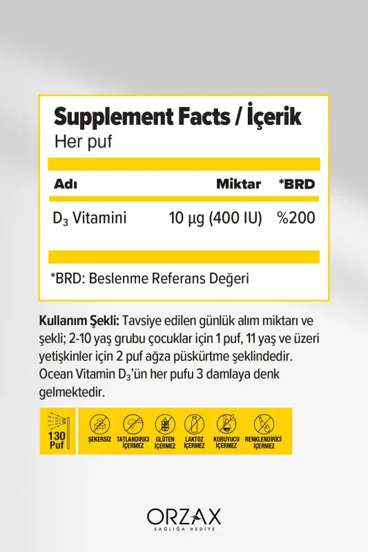 Спрей Orzax Витамин D3 400 МЕ 20 мл - 2