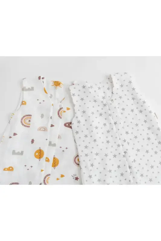 Spring Children's Sleeping Bag, Organic Cotton Muslin Baby Sleeping Bag, Double Layer Sleeveless Sleepsuit - 5