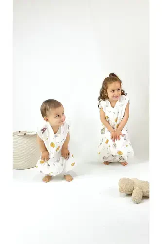 Spring Children's Sleeping Bag, Organic Cotton Muslin Baby Sleeping Bag, Double Layer Sleeveless Sleepsuit - 6