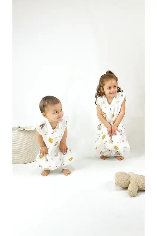 Spring Children's Sleeping Bag, Organic Cotton Muslin Baby Sleeping Bag, Double Layer Sleeveless Sleepsuit - 6