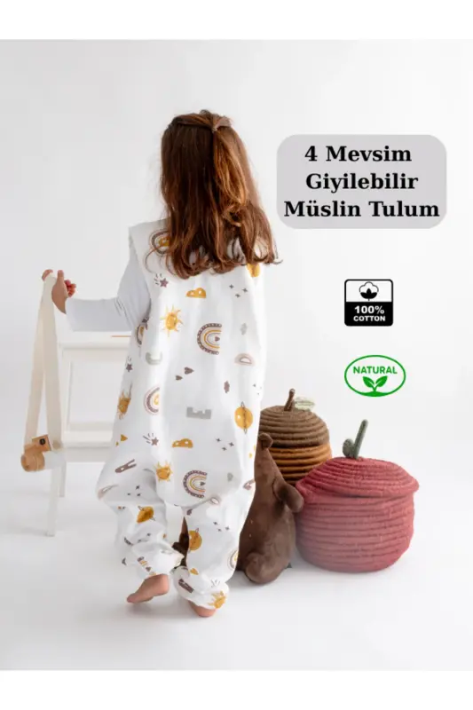 Spring Children's Sleeping Bag, Organic Cotton Muslin Baby Sleeping Bag, Double Layer Sleeveless Sleepsuit - 3
