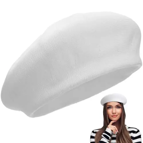 Spring Summer Beret All-Match Hat Fashion Painter Hat for Adults (White) - Summer