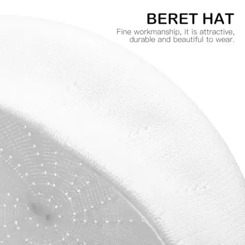 Spring Summer Beret All-Match Hat Fashion Painter Hat for Adults (White) - 3