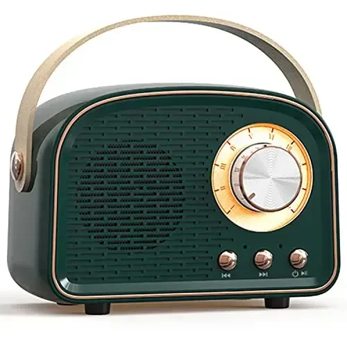 SpringFlora Retro Bluetooth Speaker, Cute Mini Portable Wireless Speaker with TWS for Home Outdoor Travel, Vintage Decor, Gifts for Girls, Teens, Women Green 