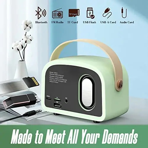 SpringFlora Retro Bluetooth karnay, chiroyli mini simsiz karnay TWS bilan uy tashqarisida sayohat qilish uchun, Vintage dekor, qizlar, o'smirlar, ayollar uchun sovg'alar Yashil - 5