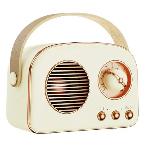 SpringFlora Retro Bluetooth Karnay, Sevimli Mini Karnay, Uy, Tashqari Sayohat, Kitob Rafiga Qo'yiladigan Karnay, Vintaj Dekor, Qizlar, Yoshlik, Ayollar Uchun Sovg'a, Oq 
