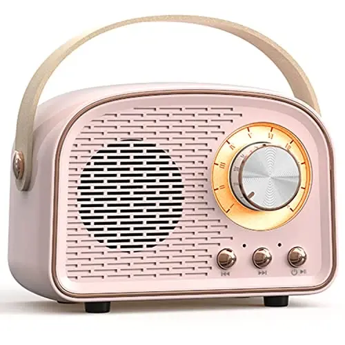 SpringFlora Retro Bluetooth karnay, uy kichkina portativ simsiz karnay TWS bilan uy ochiq sayohat uchun, Vintage dekor, qizlar, o'smirlar, ayollar uchun sovg'alar Pushti 