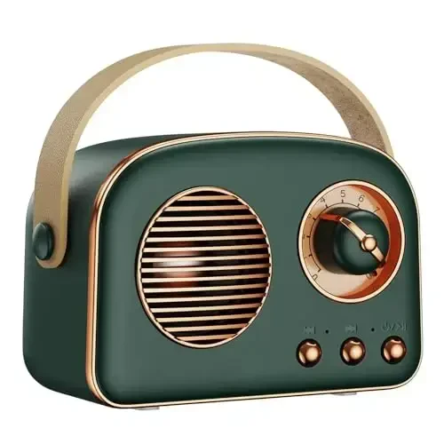 SpringFlora Retro Bluetooth Karnay, Uy Qulay Mini Portativ Simsiz Karnay TWS bilan, Ochiq Sayyohat uchun, Vintage Dekor, Qizlar, O'smirlar, Ayollar uchun Sovg'alar To'q Yashil 