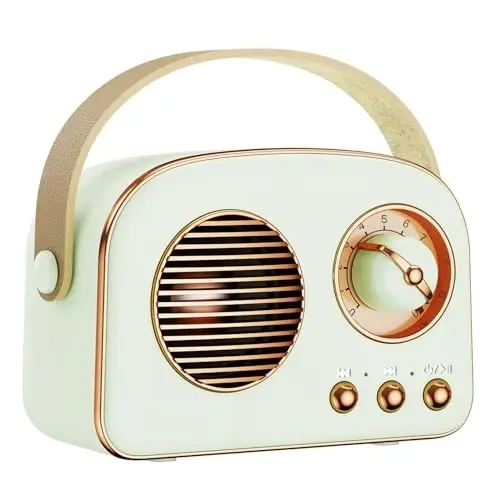 SpringFlora Retro Bluetooth karnaychasi, TWS bilan uy tashqarisida sayohat qilish uchun yoqimli mini simsiz karnay, Vintage dekor, qizlar, o'smirlar, ayollar uchun sovg'alar, och yashil 