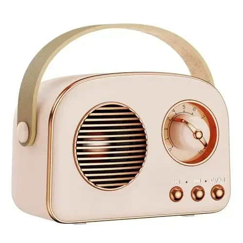 SpringFlora Retro Bluetooth karnaychasi, uyda tashqi sayohat uchun TWS bilan yoqimli mini portativ simsiz karnay, Vintage dekor, qizlar, o'smirlar, ayollar uchun sovg'alar, och pushti - 1