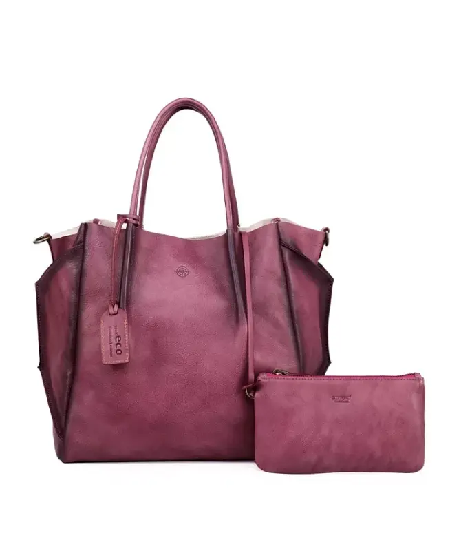 Sprout Land Extra-Large Leather Tote Bag - Orchid - OLD TREND