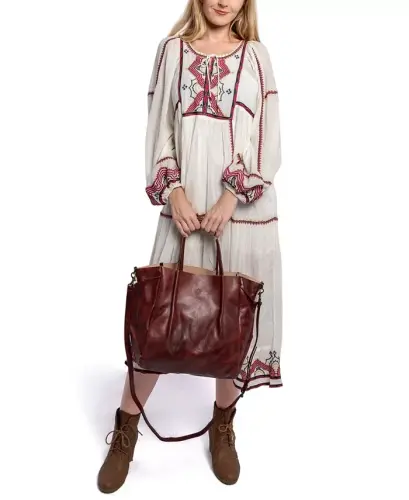 Sprout Land Extra-Large Leather Tote Bag - Rusty Red - 4