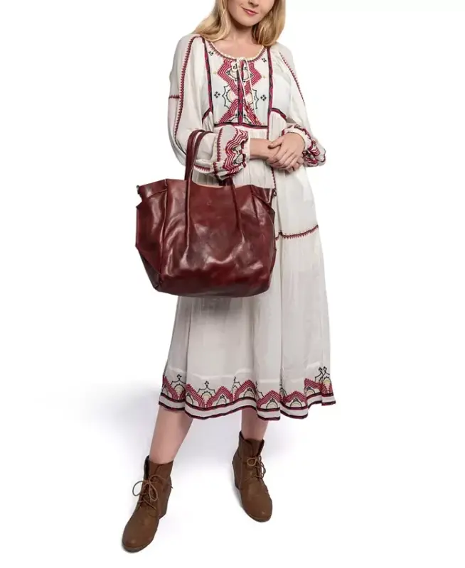 Sprout Land Extra-Large Leather Tote Bag - Rusty Red - 5