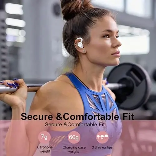 sprtoybat Wireless Earbuds, 2025 New Bluetooth 5.4 Headphones Sport Earphones with 68Hrs Playtime LED Display ENC Noise Cancelling Mic, IPX7 Waterproof Over Ear Ear Buds with Hook for Sports/Running - 5