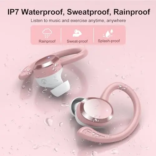 sprtoybat Wireless Earbuds, 2026 New Bluetooth 5.4 Headphones Sport Earphones with 68Hrs Playtime LED Display ENC Noise Cancelling Mic, IPX7 Waterproof Over Ear Ear Buds with Hook for Sports/Running - 6