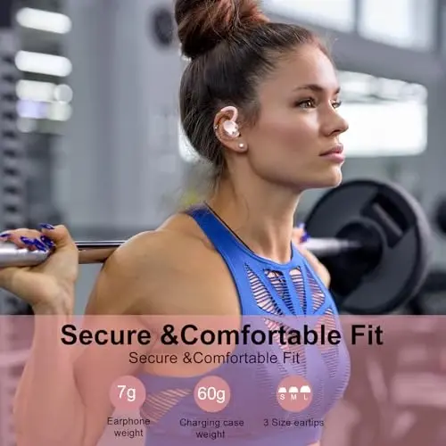 sprtoybat Wireless Earbuds, 2026 New Bluetooth 5.4 Headphones Sport Earphones with 68Hrs Playtime LED Display ENC Noise Cancelling Mic, IPX7 Waterproof Over Ear Ear Buds with Hook for Sports/Running - 5