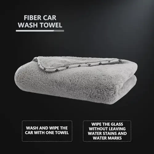 SPTA Absorbent and Soft Microfiber Towels for Cars, 1Pack Large Microfiber Drying Towel Without Scratches or Water Spots, 26.4 x 38.2 inch, Grey-MT035 - 5