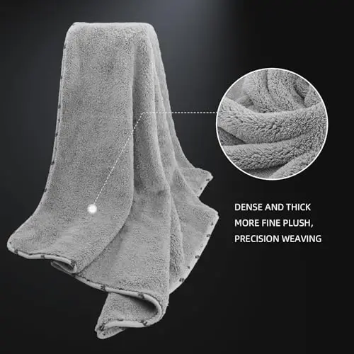 SPTA Emici ve Yumuşak Mikrofiber Araba Havlusu, 1 Paket Büyük Mikrofiber Kurulama Havlusu, Çizik veya Su Lekesi Olmadan, 26.4 x 38.2 inç, Gri-MT035 - 4