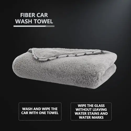 SPTA Emici ve Yumuşak Mikrofiber Araba Havlusu, 1 Paket Büyük Mikrofiber Kurulama Havlusu, Çizik veya Su Lekesi Olmadan, 26.4 x 38.2 inç, Gri-MT035 - 5