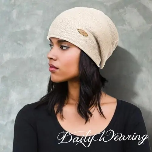 spxkd Slouchy Knit Beanie Hats for Women Winter Warm CasModazoneere Knitted Wool Hats Soft Ski Cap Ladies Beanies Chemo Hat - 5