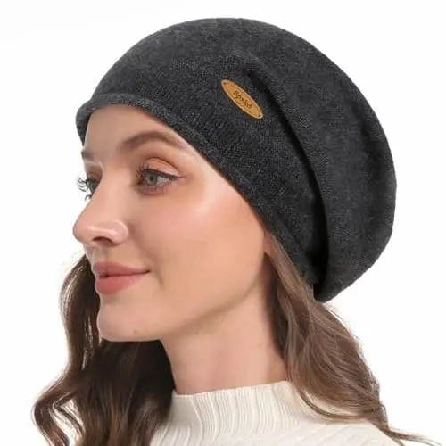spxkd Slouchy Knit Beanie Hats for Women Winter Warm CasModazoneere Knitted Wool Hats Soft Ski Cap Ladies Beanies Chemo Hat - 2