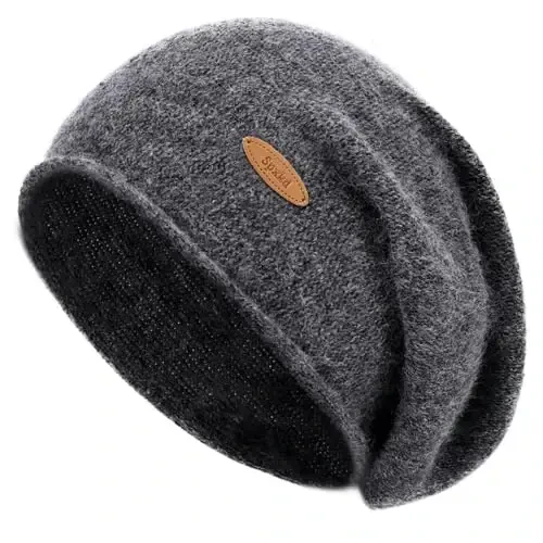 spxkd Slouchy Knit Beanie Hats for Women Winter Warm CasModazoneere Knitted Wool Hats Soft Ski Cap Ladies Beanies Chemo Hat - SPXKD