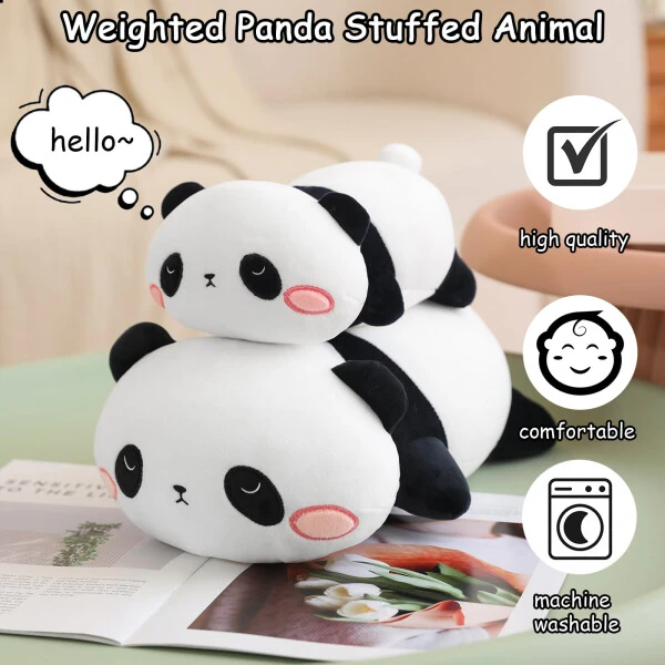 SQEQE Weighted Panda Plush Cute Soft Pillow Toy Gift for Kids 23.6 Inch, 3.1 lbs - 3