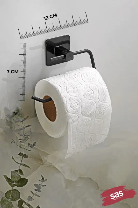 Square Adhesive Open Toilet Paper Holder WC Paper Holder Black Ks-001 - 3