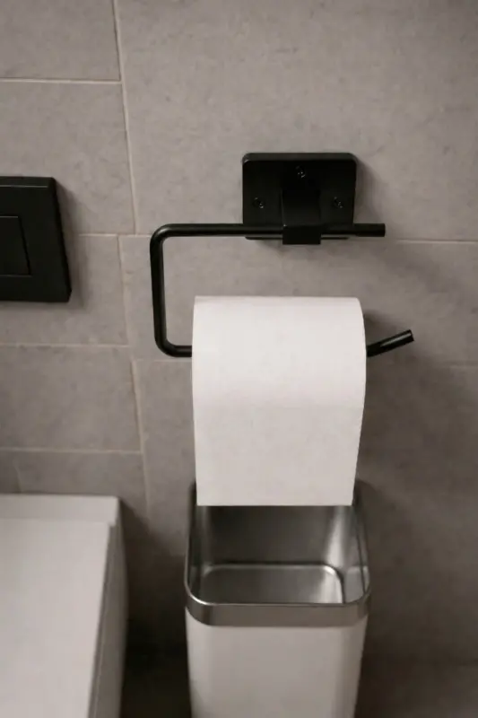Square Adhesive Open Toilet Paper Holder WC Paper Holder Black Ks-001 - 2