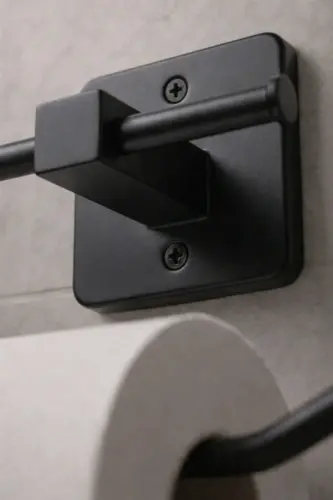 Square Adhesive Open Toilet Paper Holder WC Paper Holder Black Ks-001 - 4