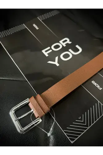 Square Basic Women's Trouser Belt, Jacket Belt, Dress Belt, Shirt Belt-TOBACCO - 1